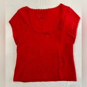 PacSun Red Lace Trim Women's Top